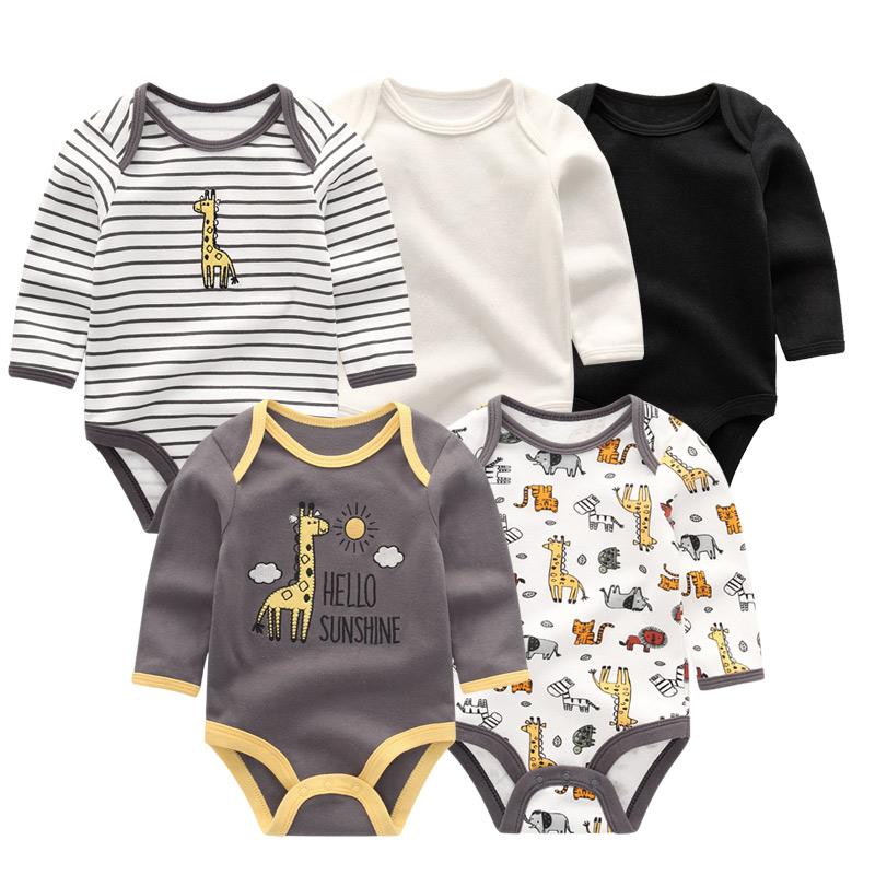 KIDDIEZOOM 5 Stück Baby Jungen Body Langarm Baumwolle Baby Junge Mädchen Kleidung Neugeborene Onesies Infantil Kleidung
