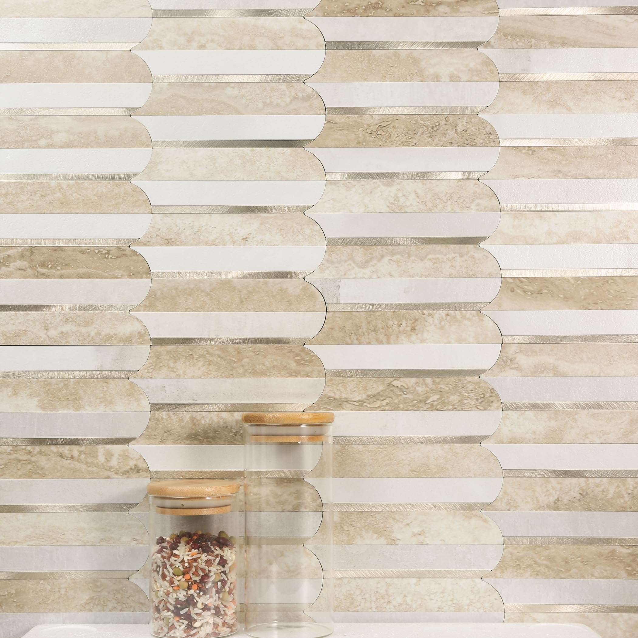 

JAMAvisona 5 Pieces Nordic DIY Tile Sticker Mosaic 3D Wallpaper 3mm Thick Waterproof Stain Resistant Heat Resistant Peelable Wall Sticker Pannel