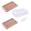 Ice Cube Mold with Lid Shovel And Container Round Ice Cube Trays for Freezer Flexible Ice Cube Maker Refreshing Drink Accessory