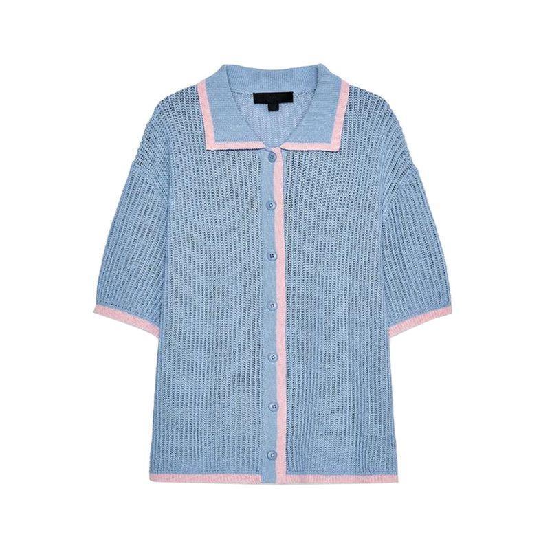 Polo Collar Knitting Outwear 3920260 3920284 Knitting High Waist Shorts 3920261 20285