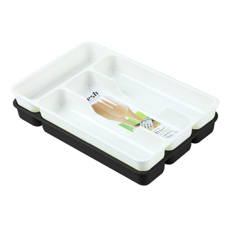 2pcs Tableware Organizer Cutlery Storage Tray Kitchen Drawer Separation Finishing Rack Storage Box Spoon Fork Silverware