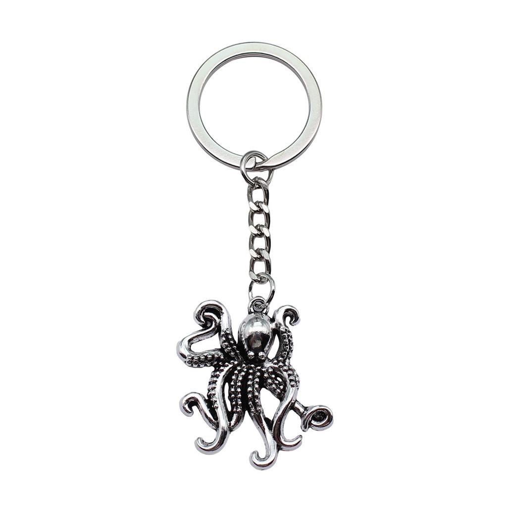 Skeleton Mermaid Charm Keychain Gothic Halloween Key Ring 28mm Ring