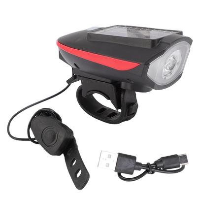 Solar Bike Front Light 3 Modes IPX4 Water Proof Rechargeable Bike Headlight with 5 Modes Horn Solar Bike Front Light with Horn