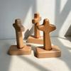 Wooden Cross Crafts Desk Ornaments Beech Wood Cross Wood Carving Table Decor Christian Cross Decoration Christmas Jesus Christ