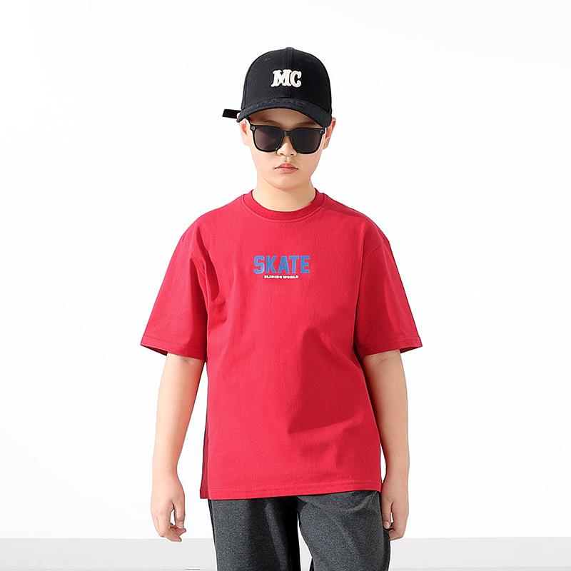 

Kids Korean-Style Summer Casual Printed Short Sleeve Top 160 cm малиновый