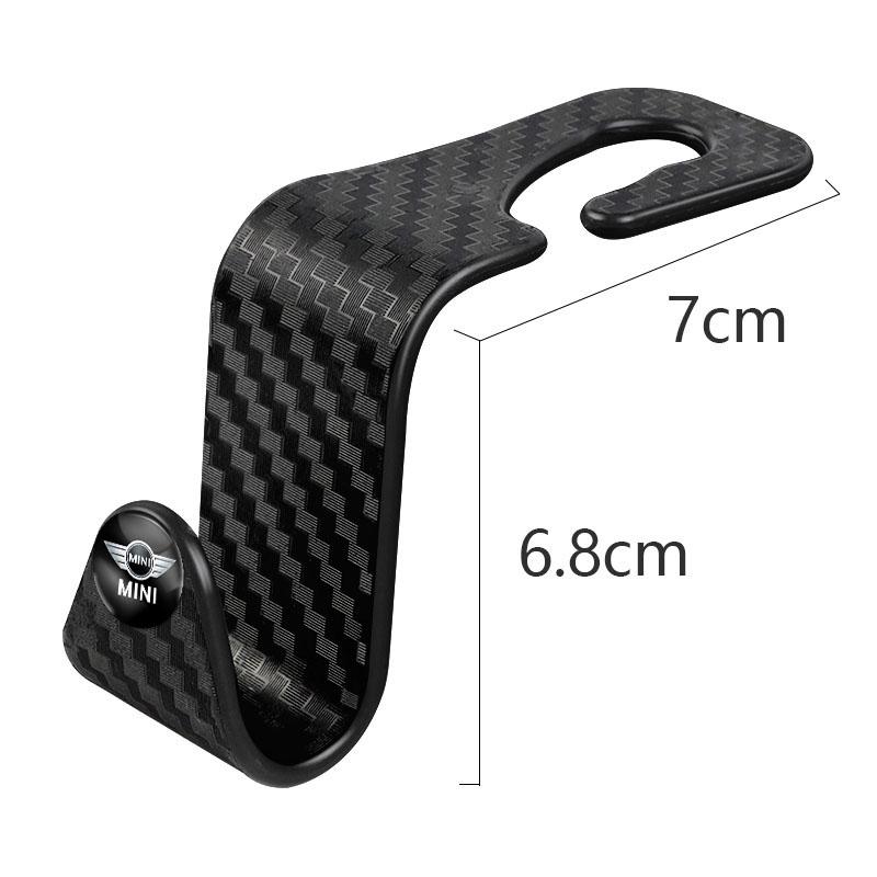 2Pcs Car Hidden Seat Hook Multi-Purpose Carbon Fiber Texture Mini Cooper Car Seat Back Creative Multi-function On-Board Hooks pwaxk99
