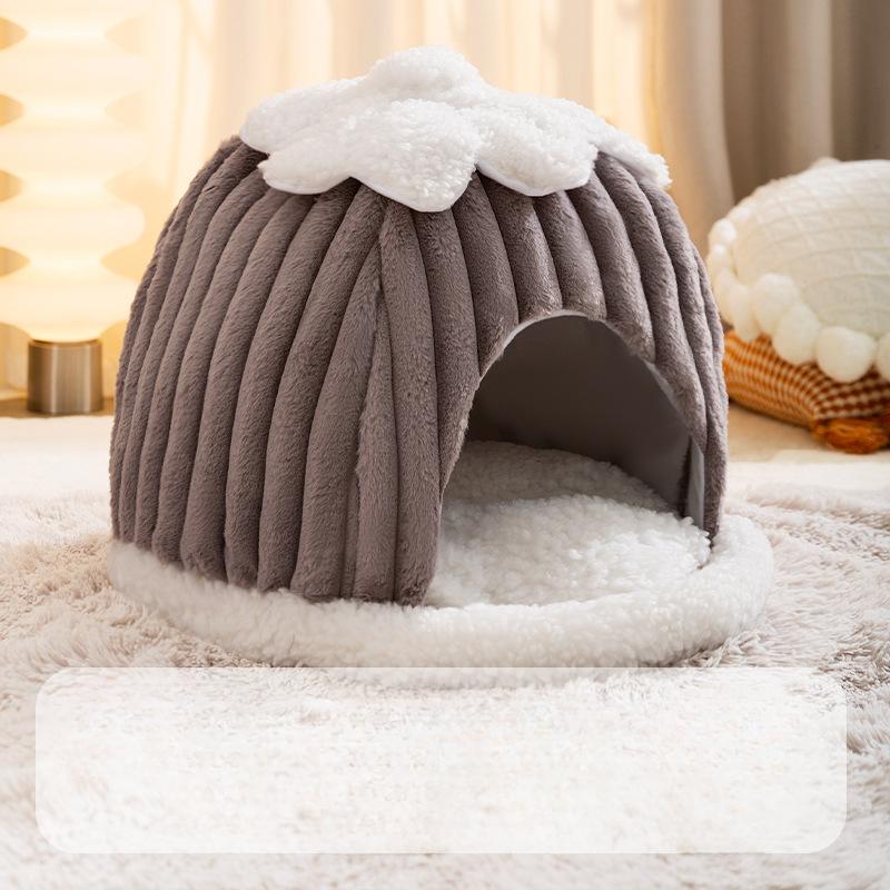 

Осенне-зимнее арктическое иглу для кошек, теплое и утолщенное гнездо из тыквы, закрытый ветрозащитный домик для домашних животных для собак S: 35 * 35 * 32cm