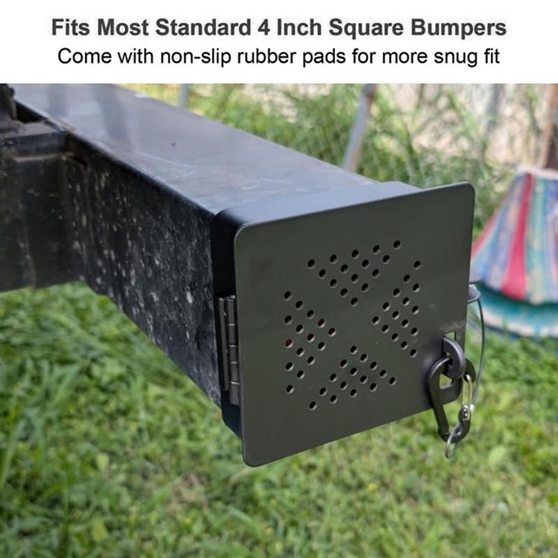 4Inch Square Bumper End Caps Metal Bumper Cover Sewer Port Cover With Vent Holes for Sewer Hose Easy Installation