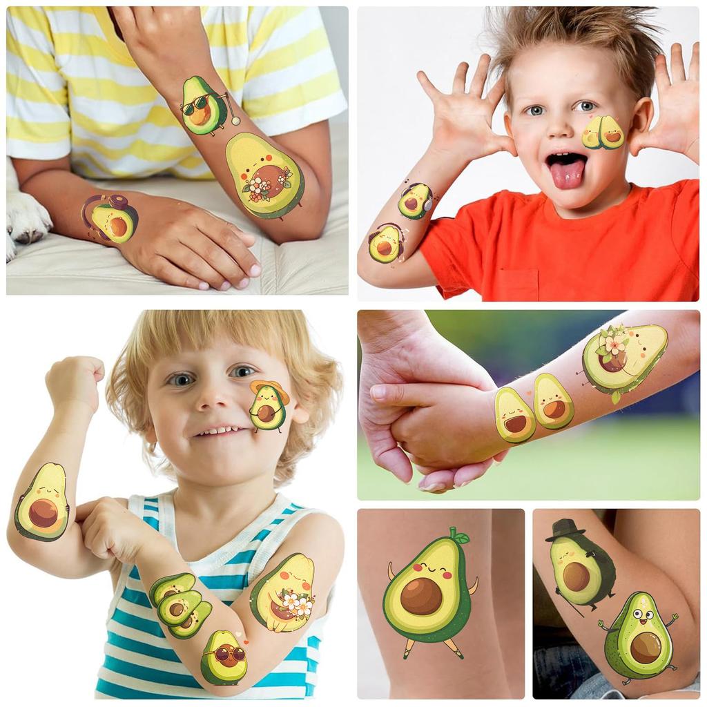 New Cartoon Avocado Series Tattoo Stickers Waterproof Party Gift Funny Face Stickers