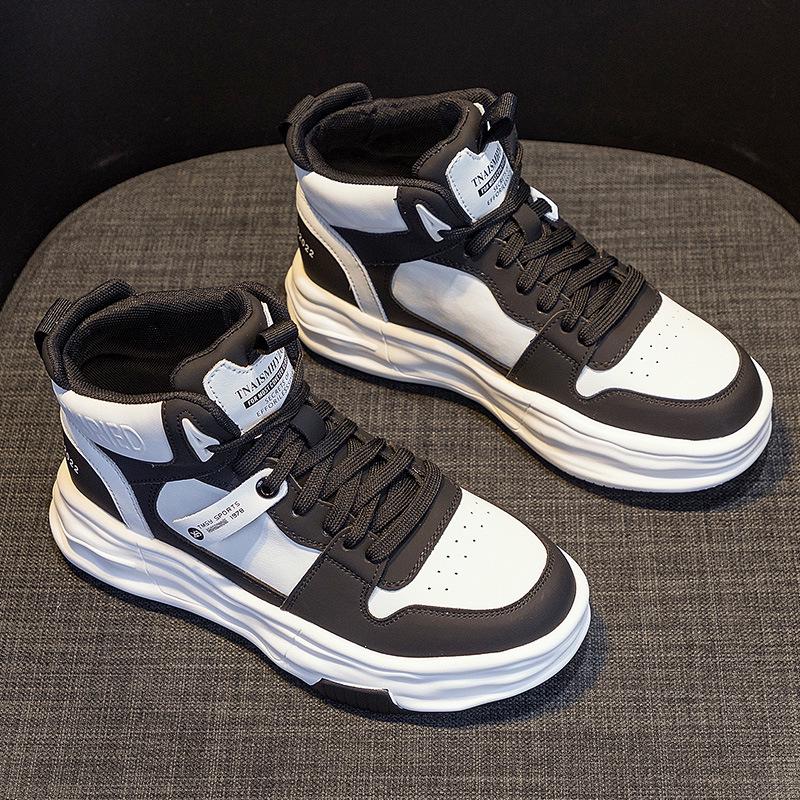 Zapatillas blancas de caña alta con suela gruesa para mujer 2025 - Terciopelo afelpado, estilo deportivo casual que combina con todo para otoño/invierno.