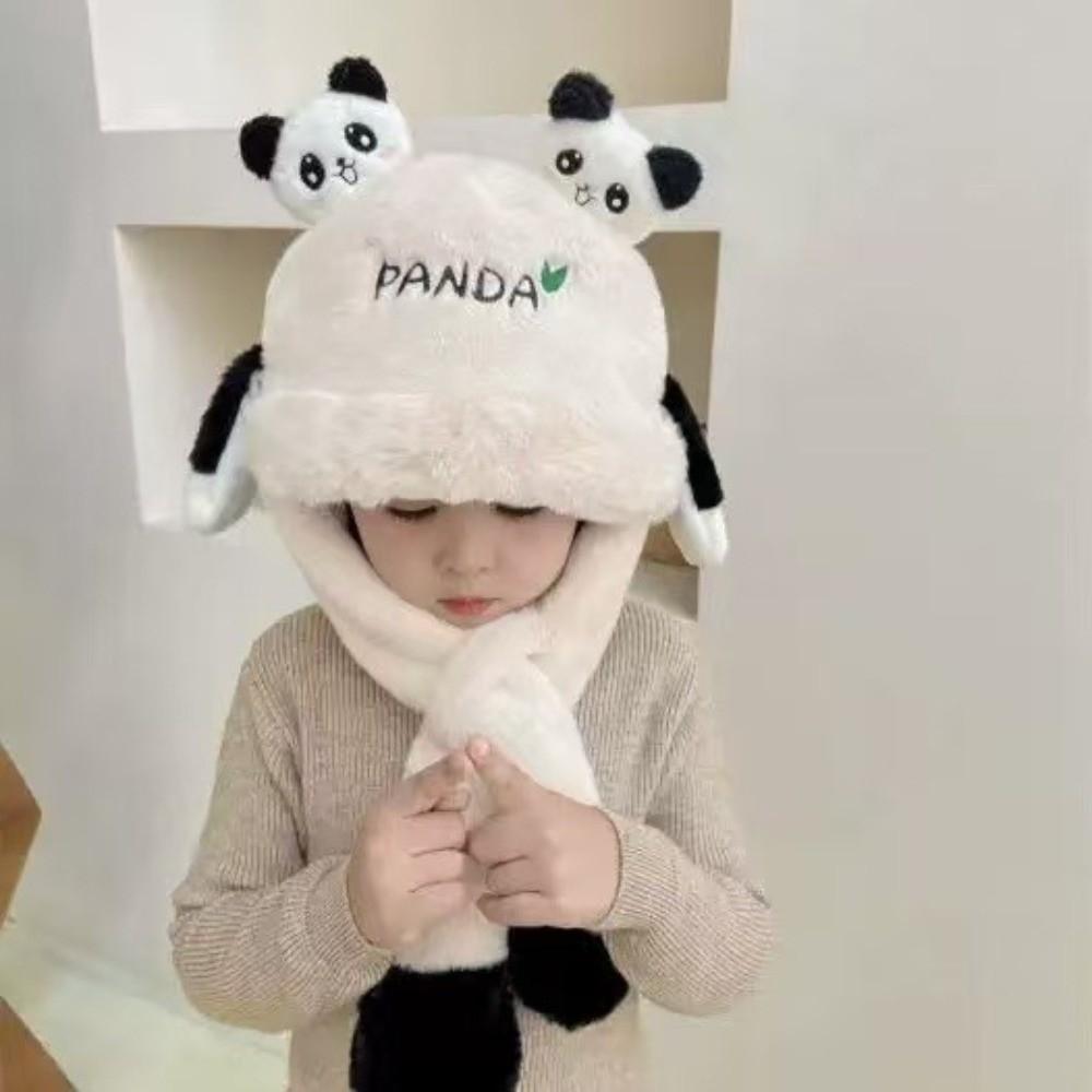 Thickened Kids Ear Protection Hat Windproof Moving Ear Hat New Panda Warm Cap  Autumn Winter