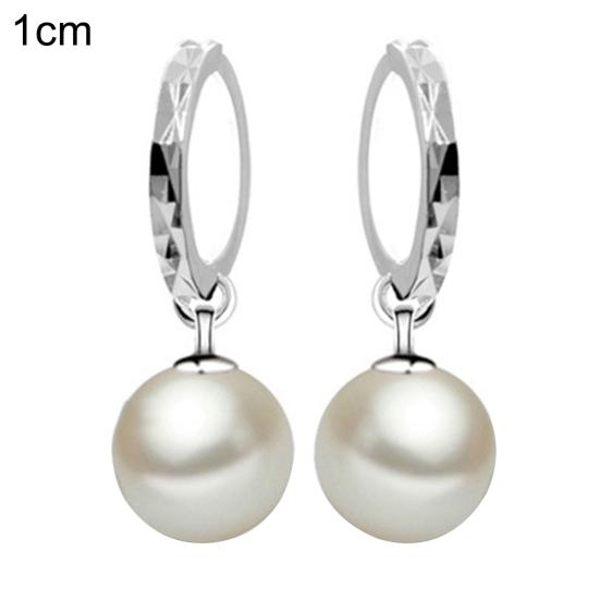 

Women Fashion Fuax Pearl Dangle Eardrop Huggie Earrings Piercing Jewelry Gift 1cm серебряный