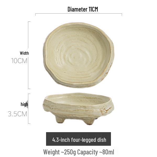Japanese Handmade Wabi-Sabi Style Retro Pottery Salad and Dessert Plate