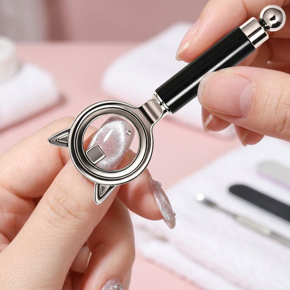 2IN1 Magnetic Nail Art Tool Non-slip Handle Hollow Cat Eye Magnet  Home Use