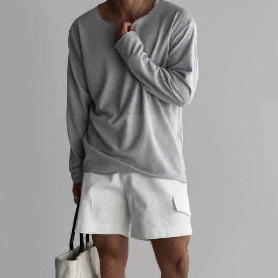 Jaro Podzim Muži Top Kulatý výstřih Dlouhé Rukávy Tenké Vyhloubené Jednobarevné Volné Pulovr střední délky Hip Hop Streetwear Mikina