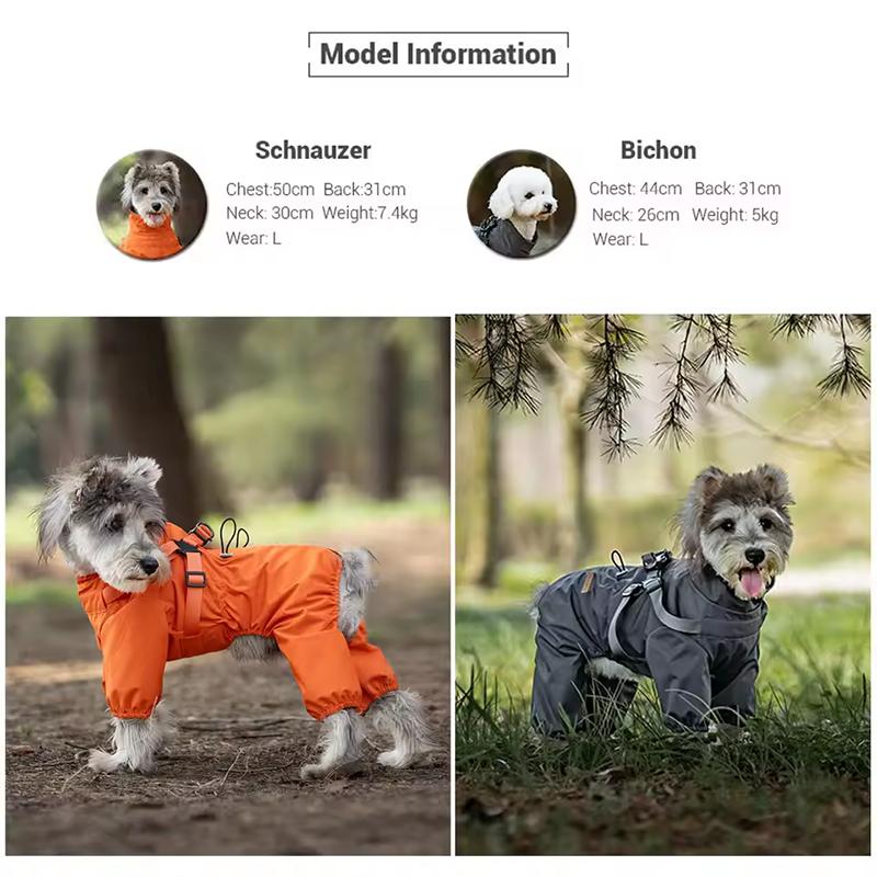 Summer Water Repellent Dog Windbreaker Four Leg Reflective Raincoat With Harness Hole Outdoor Coat For Small Large Dogs