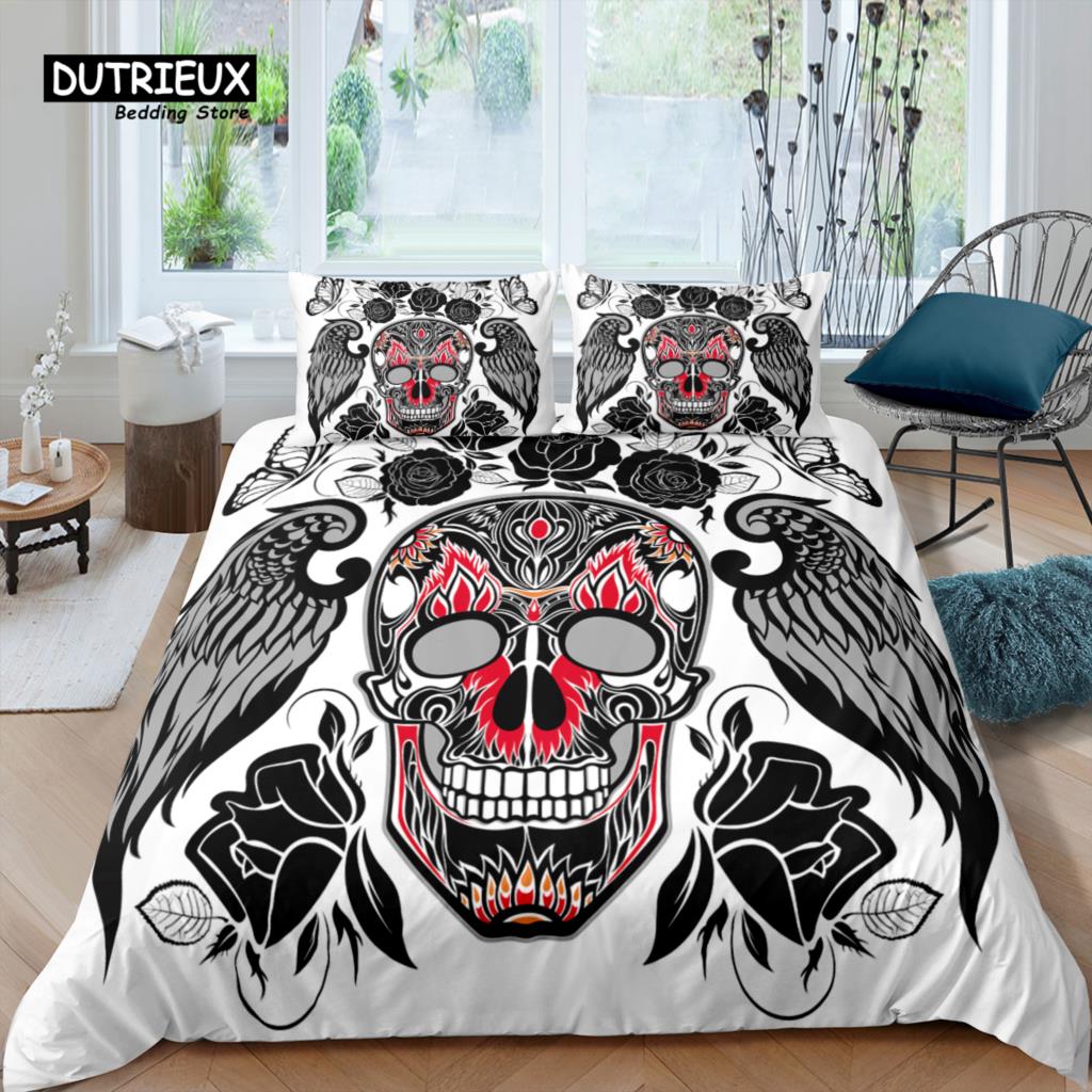 

Предметы для дома Роскошный 3D комплект постельного белья Сахарный череп Цветочный пододеяльник Наволочка Детский комплект постельного белья Размер Queen и King ЕС/США/Австралия/Великобритания EU single(135x200cm)