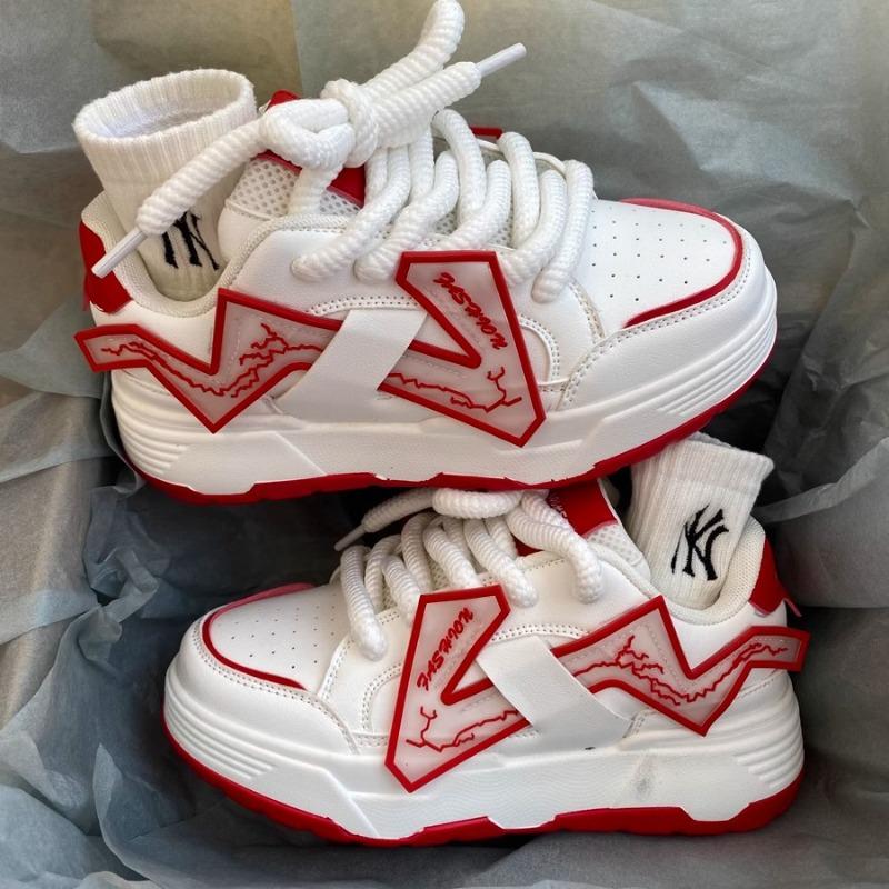 

Bread shoes men s thick-soled heightening sports skateboard shoes men s new summer versatile little white shoes breathable 40 красный