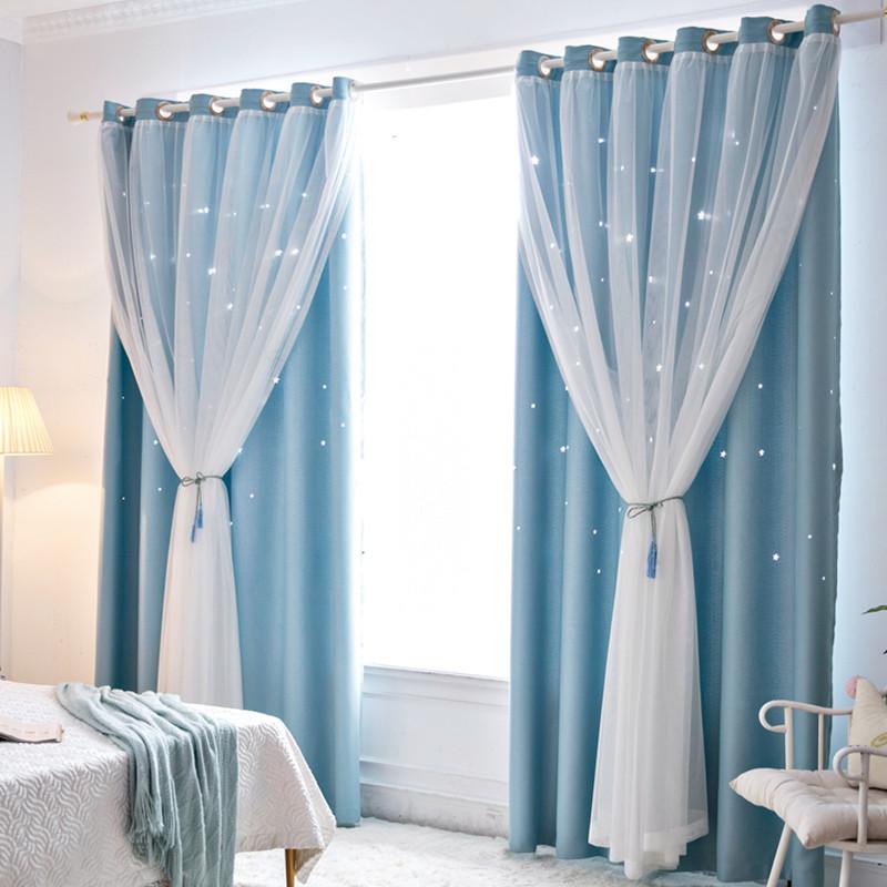 Hollow Star Curtains Of The Same Style, Lace Curtains, Dream Princess, Wind Height Blackout Double-Layer Curtains, Finished Products