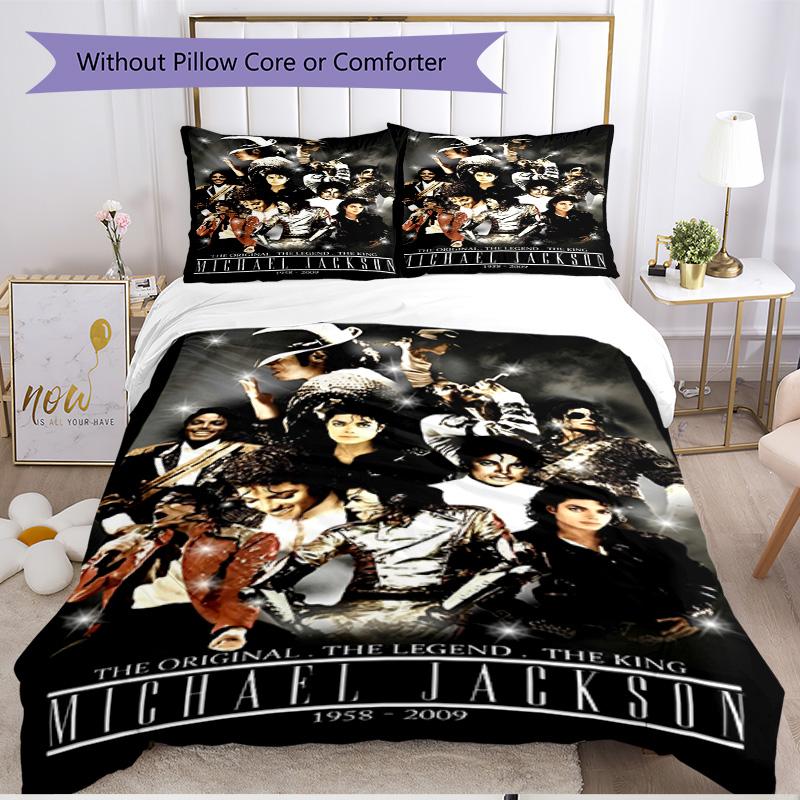 3pcs Duvet Cover Set (1*Duvet Cover + 2*Pillowcase, Without Core), Michael Jackson Print Soft All‑Season Bedding Set, Home Bedroom Decor Gift