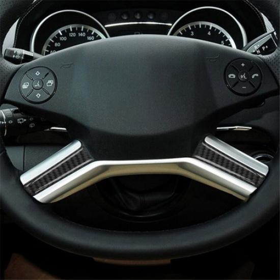 2Pcs Carbon Fiber Steering Wheel Lower Cover Trim For Mercedes-Benz M-Class W164