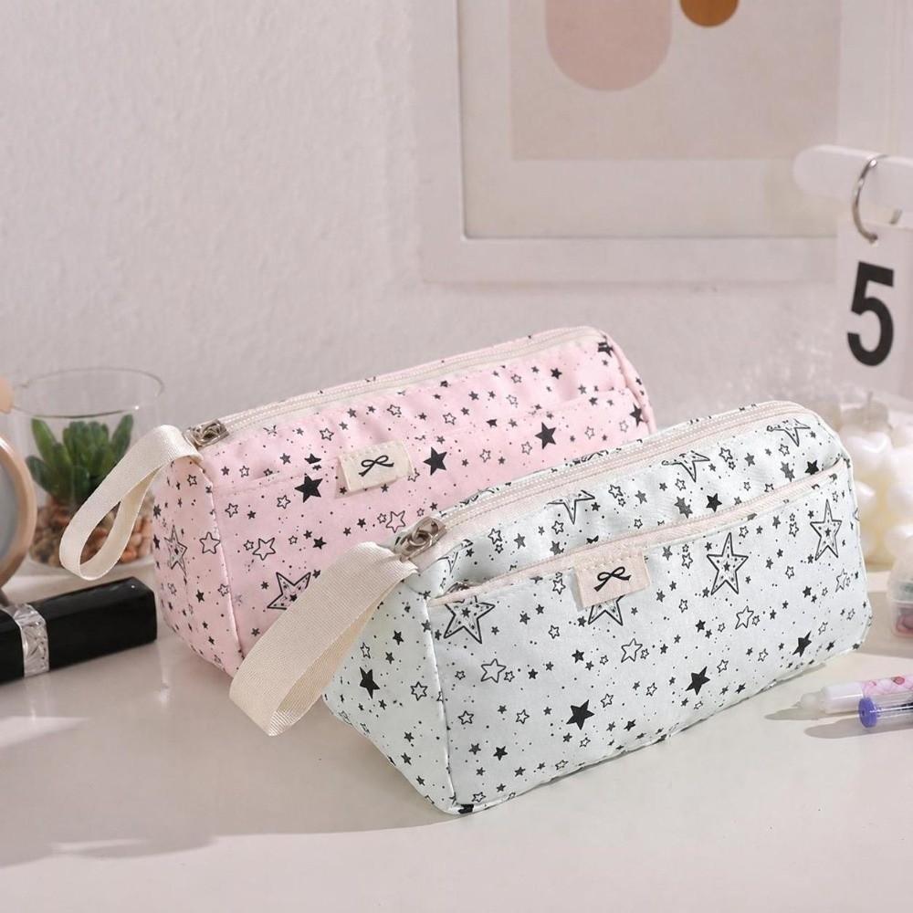 Large Capacity Pen Bag Star Print Stationery Bag Multi-functional Pencil Case School Supplies