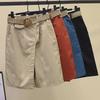 Korean Style High Waist Wide Leg Skirt Pants - Casual Elastic Waist Five-Point Design