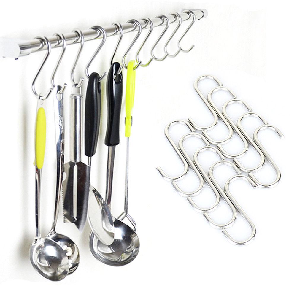 Stainless Steel S-shaped Hook Hook Door Space Saving Wardrobe Bag Rack Clothes Kitchen