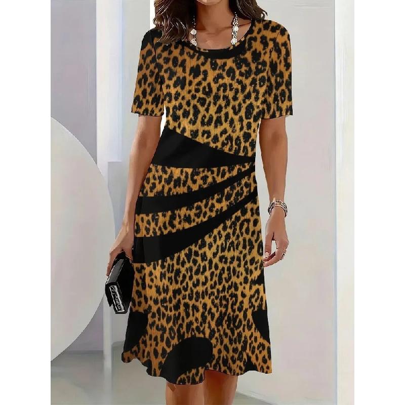 2026 New Women's 3D Digital Print Dress Round Neck Casual Dress