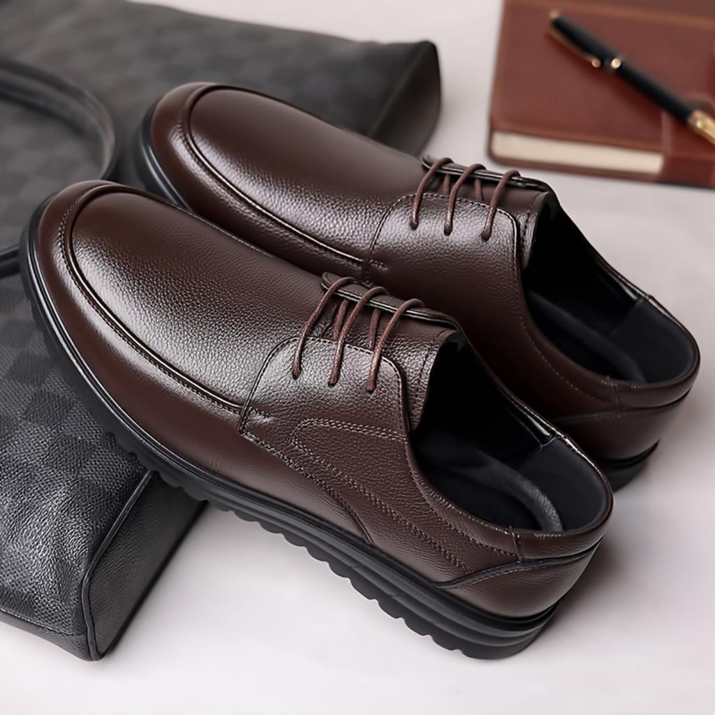 Pánské jednobarevné business casual boty, pohodlné, protiskluzové, odolné ležérní vycházkové boty