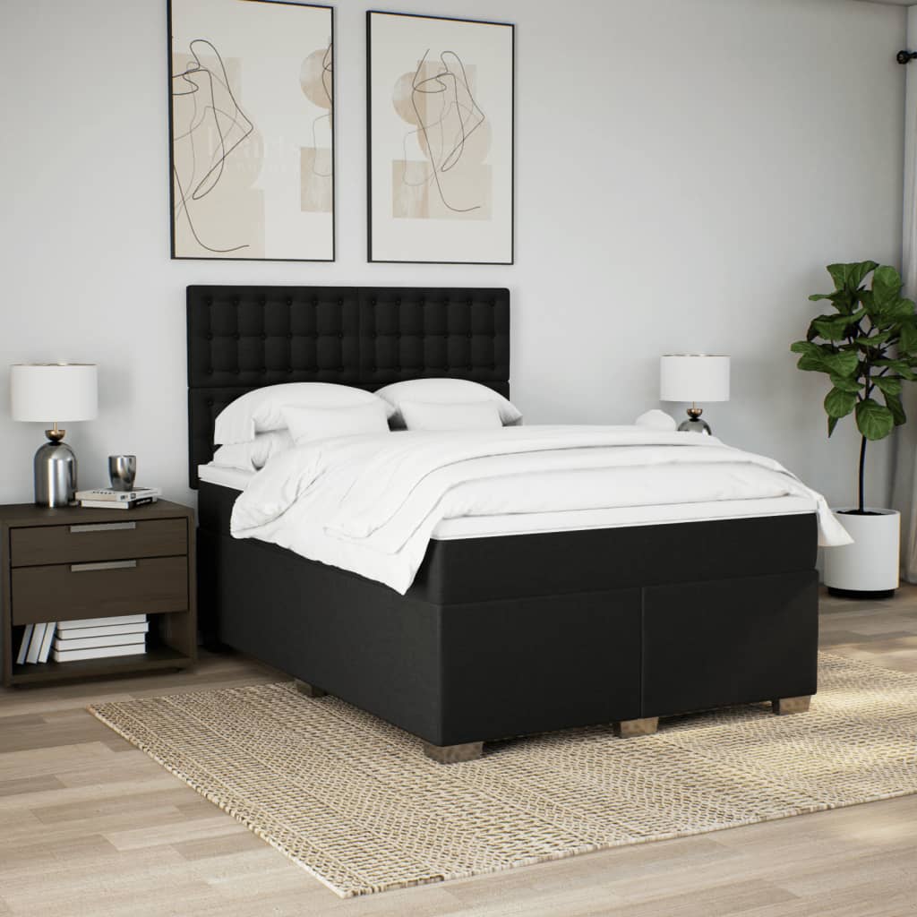 Vidaxl Continental Bed With Mattress, Black, Fabric 160X200 Cm