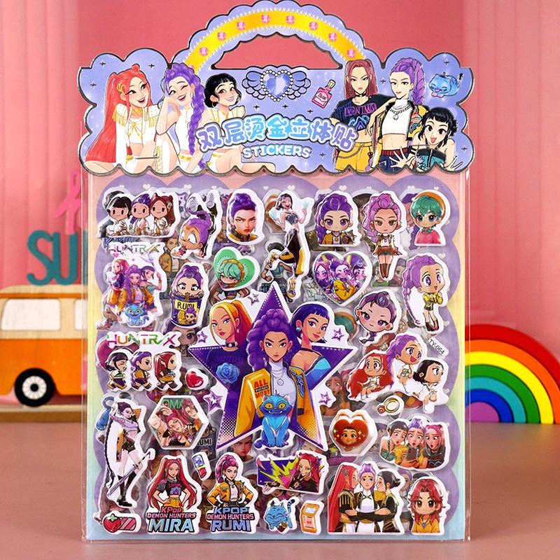 1/3/6 Stück Kpop Dämonenjäger Aufkleber Anime Tiger Rumi Mira Zoey Laserschnitt Aufkleber Bürobedarf und Schulbedarf Dekoration