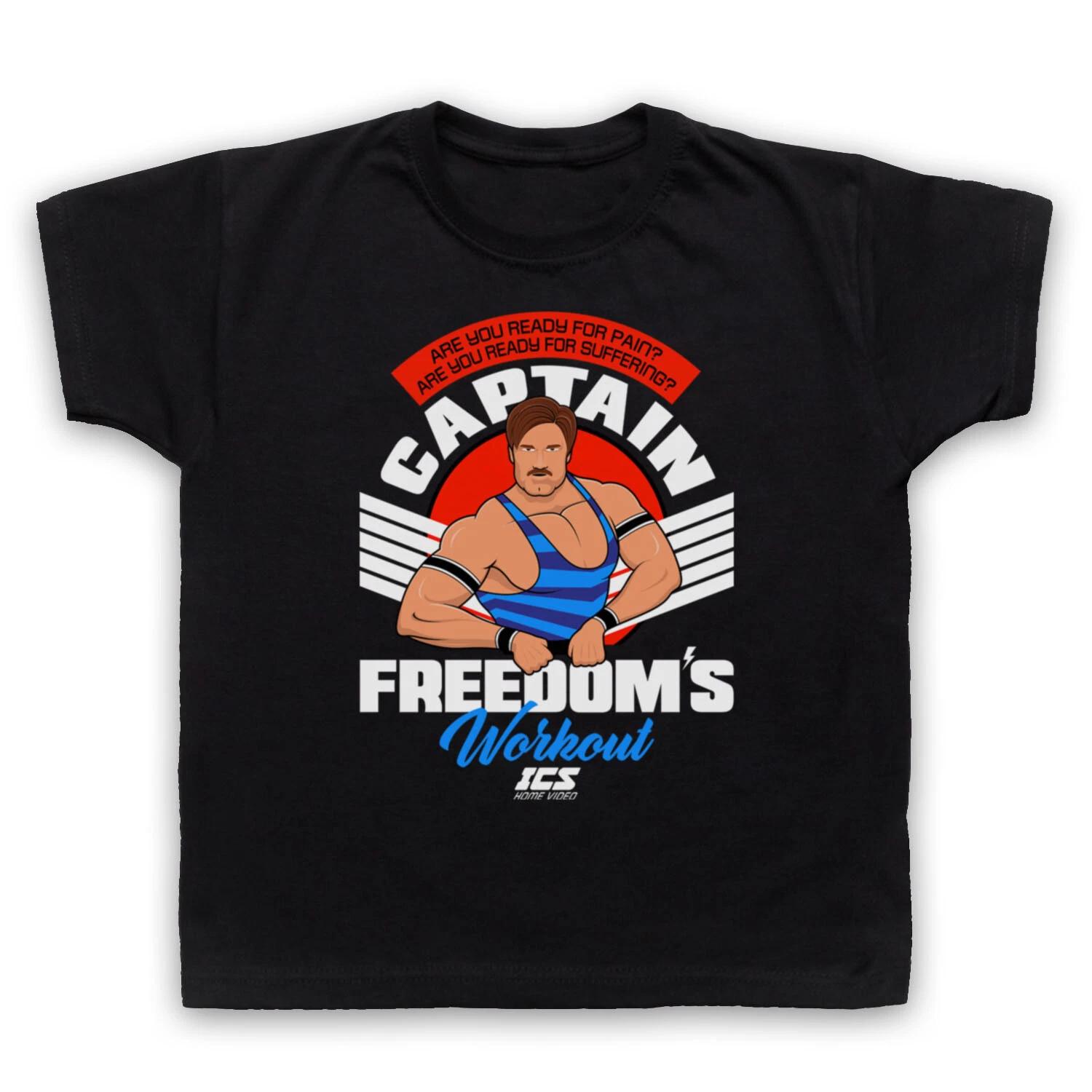 RUNNING MAN CAPTAIN FREEDOM S WORKOUT ICS HOME VIDEO KIDS CHILDS T-shirt 130