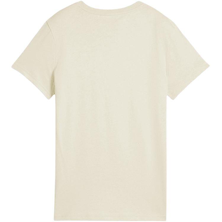 Puma Logo Letter Round Neck Versatile Short Sleeve T-Shirt Women Tops Beige 688938-87