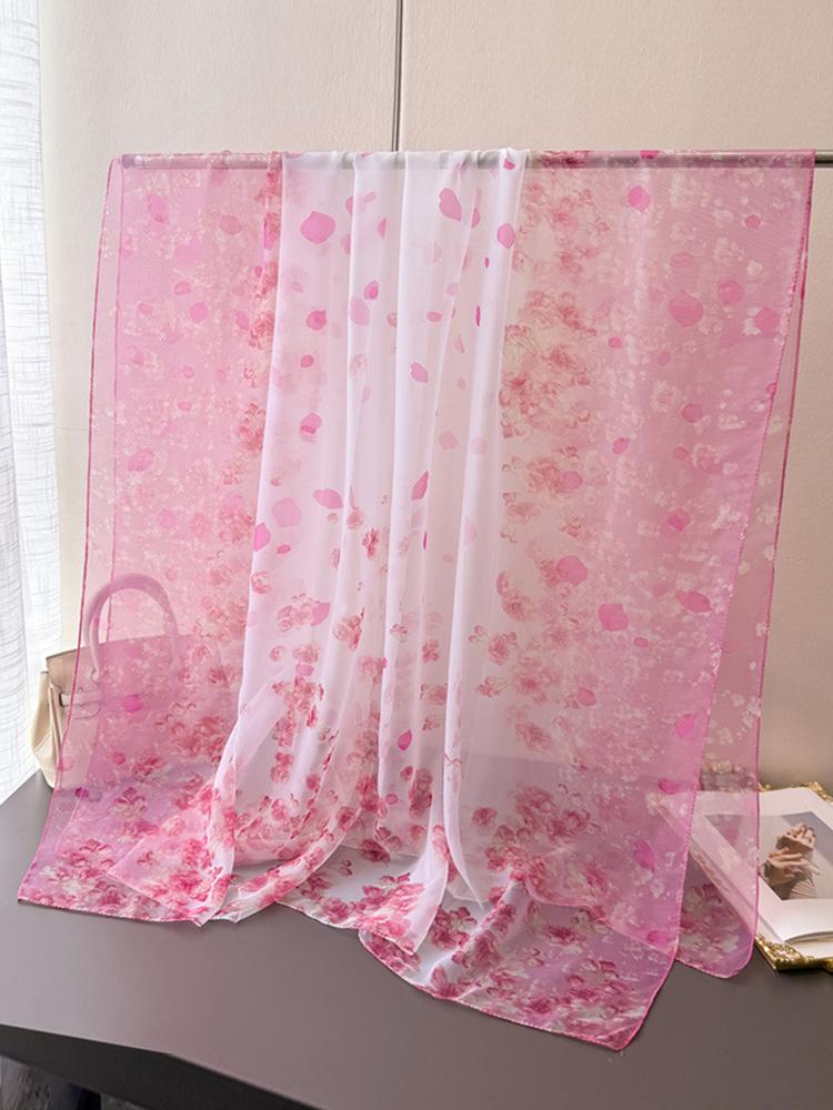 Elegant Women Chiffon Silk Scarf Wrap Shawl Sweet Floral Print Sunscreen Bandanas Hijab Mujer Boho Scarve Pareo Casual Fashion