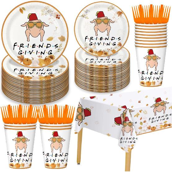 Friendsgiving Decorations Set Serves 25, Friendsgiving Party Decorations Plates and Cups, Thanksgiving Party Decorations, Thanksgiving Decorations