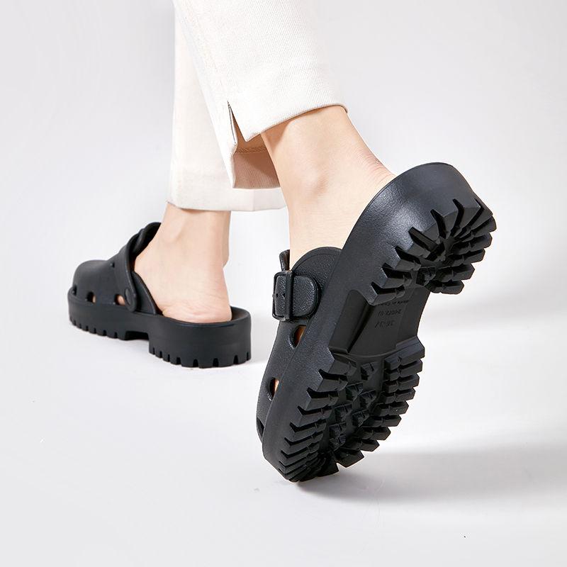 Fashion Slides Black Round Toe Women's Mules Slippers and Ladies Sandals Platform Shoes New Fashion Casual Wholesale Original Pvc Eva 39