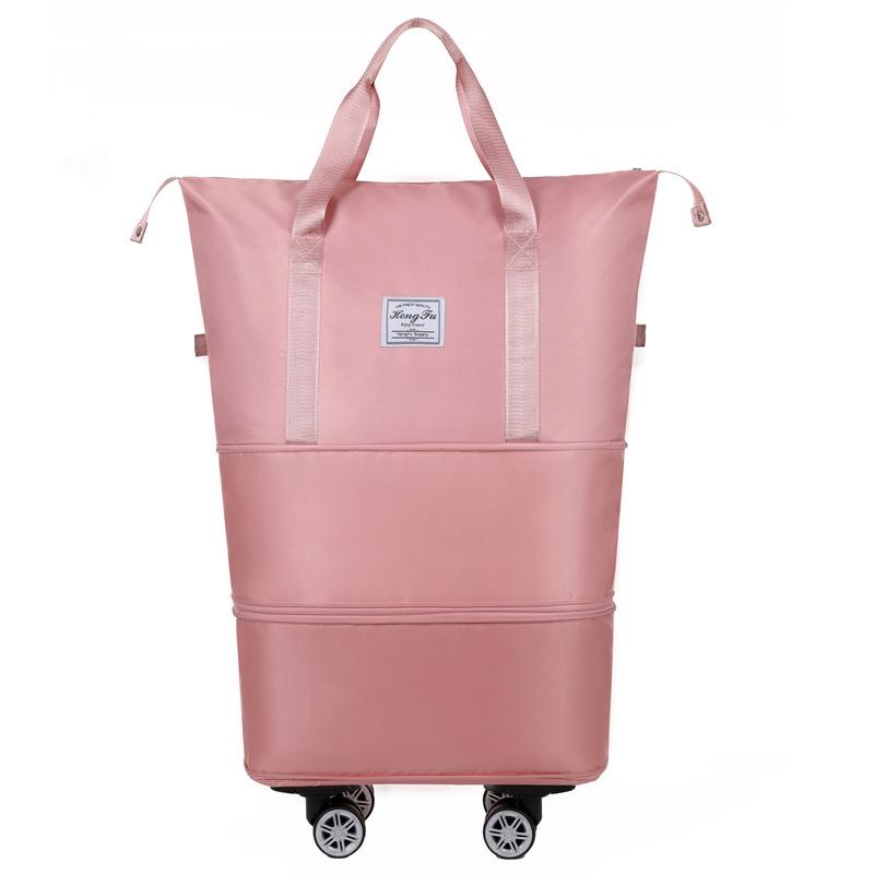 Unisex Expandable Large-Capacity Travel Duffel Bag with Wheels, Foldable Boarding Luggage for Business Trips and Shopping.