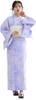 (Dita) Women's Yukata 5-Piece Set: Blue, Purple, White, Classic Pattern, Japanese Style, Bold, Modern, Retro, Elegant, Easy To Wear by One Person (2.