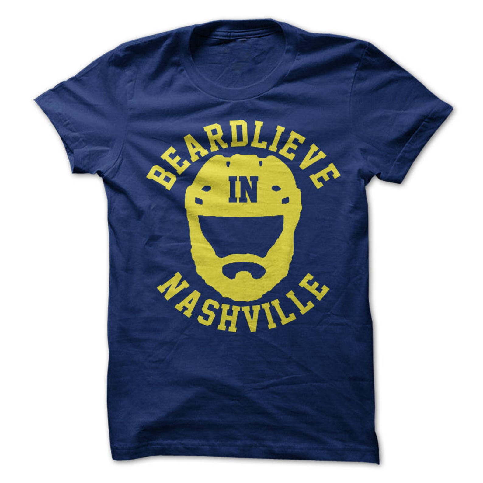 Beardlieve in Nashville T-Shirt Design - Navy Shirt with Gold Print M