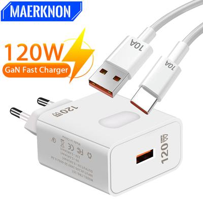 GaN Szybkie Ładowanie 120W USB Szybka Ładowarka 3.0 Kabel Type-C Ładowarka do Telefonu Komórkowego Adapter Zasilania Dla Iphone 15 16 Pro Samsung Xiaomi
