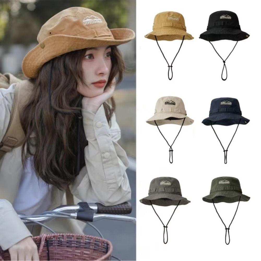 Big Brimmed Denim Bucket Hat Adjustable Sunscreen Hat Casual Jeans Fisherman Hat  Women