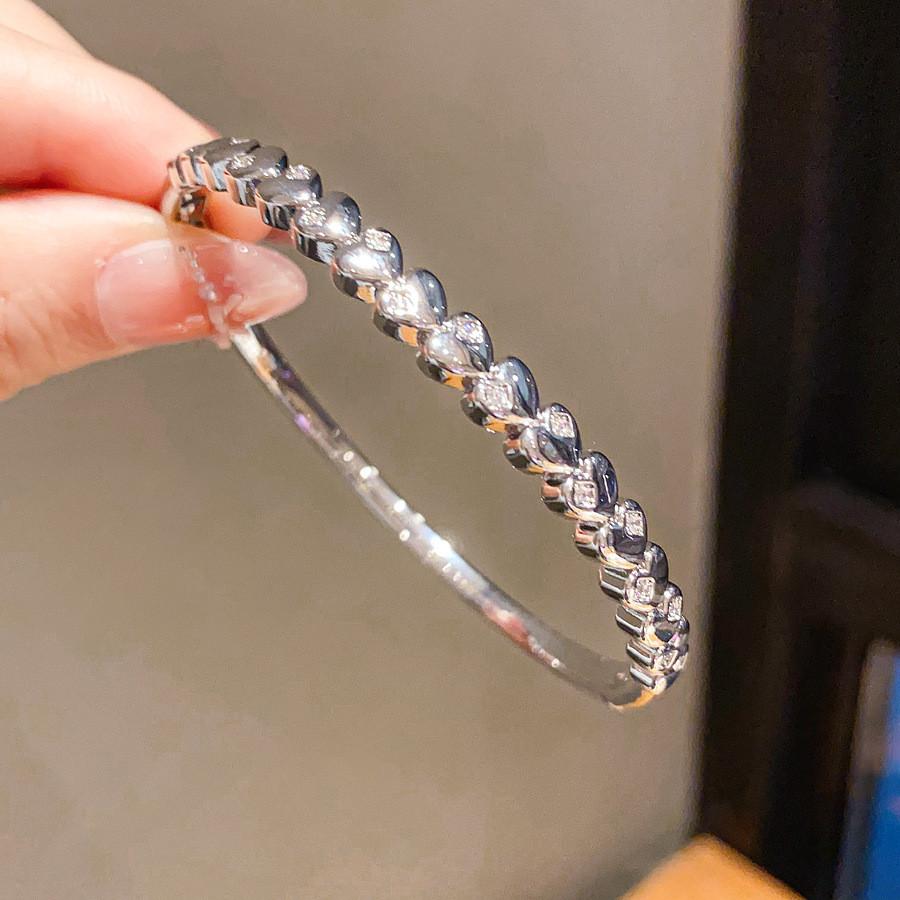 18k Gold Plated Heart Shape Bracelet With Zircon Stones For Women Fashion Jewelry