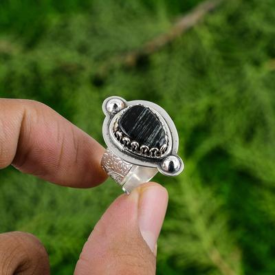 Gift For Women Promise Adjustable Ring 925 Silver Natural Silver Leaf Jasper