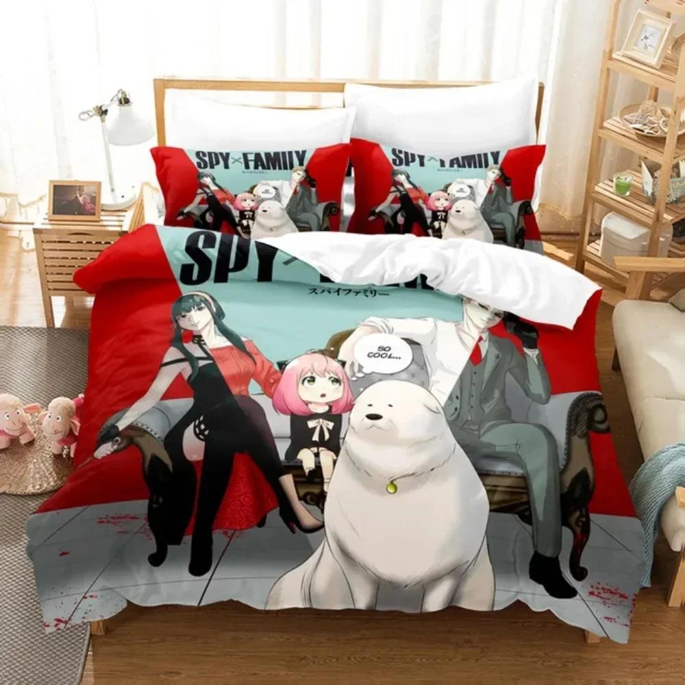 Anime SPY×FAMILY Bedding Set Anya Forger Printed With Pillowcase Bed Duvet Cover Soft Queen King Size Bedclothes Home For Gifts
