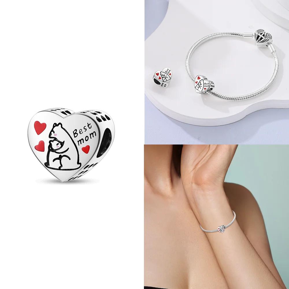 Copper Original Charms Love Heart Dog Cat Paws Pendant Beads Fit Mula Bracelet Diy Jewelry For Women Gift