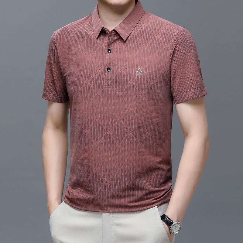 Pánské prodyšné polo tričko s krátkým rukávem a klopou, obchodně ležérní trend, tričko s límečkem s polovičním rukávem, kvalitní střední a vrchní oblečení