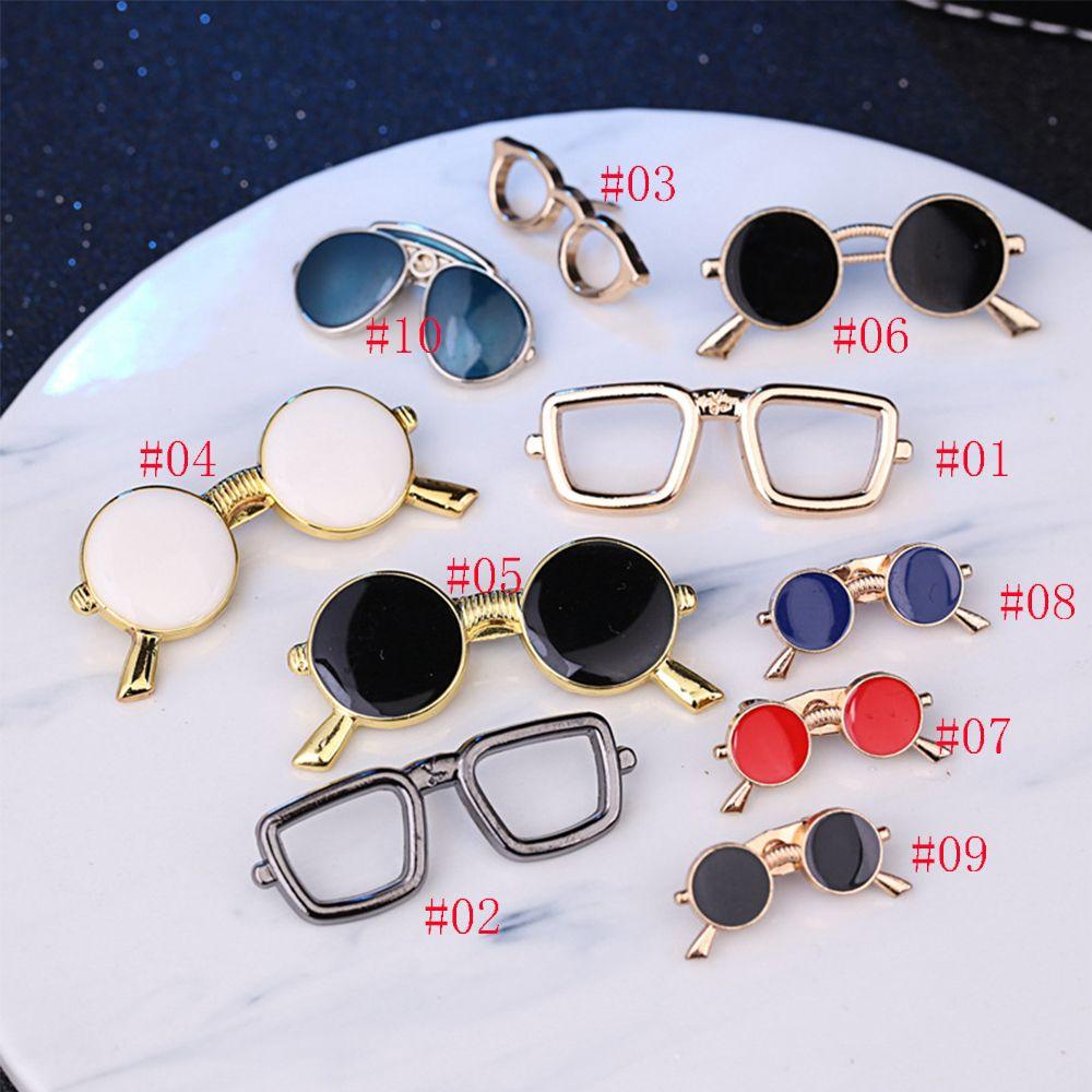 Retro Suit Accessories Sunglasses Shape Enamel Pins Shirt Brooch Collar Pins Badge Glasses Brooch