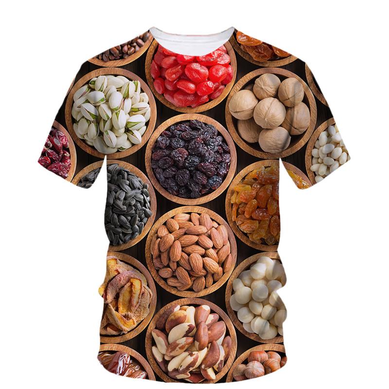 3d Printed Nuts Walnuts T Shirt For Men Summer Personality Food Dried Fruit Pattern
