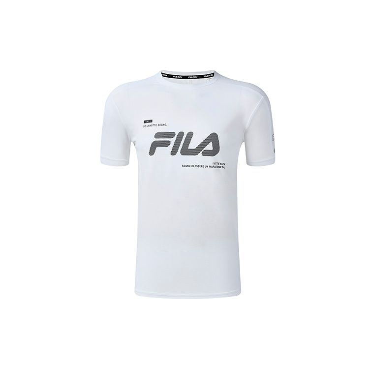 FILA Athletics Basic Logo Business Casual Knitted Polo Short Sleeve Running T-Shirt Men Tops Jade-White A11M232102F-WT M